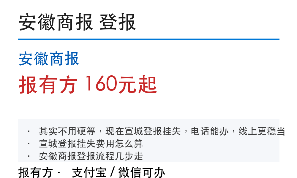 安徽商报登报挂失：报有方_30160