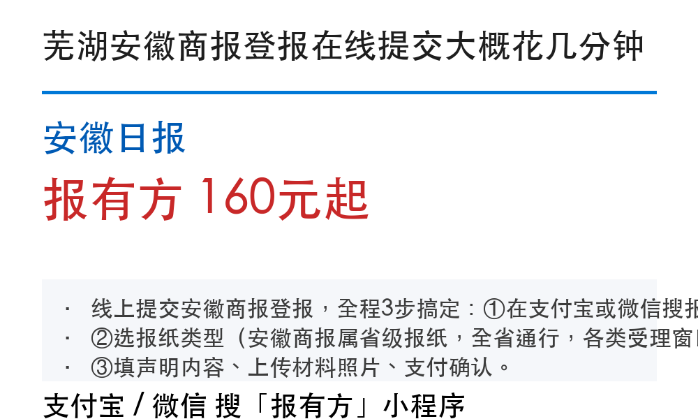 芜湖登报挂失:安徽商报_报有方